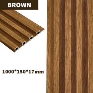 PVC Wall Panel Solid Wood Board Wallpaper Fluted Wall Panel Sticker Waterproof Grille Design