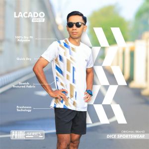 DiCE PRIME Jersey Lacado White Atasan Olahraga Lari Badminton Futsal