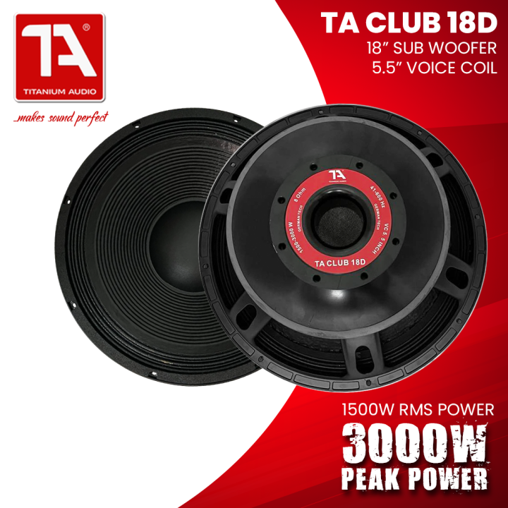Titanium Audio Club 18D 1500W RMS Power speaker Sub woofer