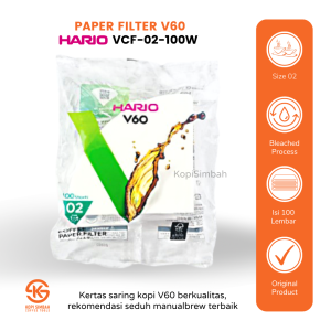 HARIO Paper Filter V60 Coffee Size 02 Isi 100 Lembar Kertas Saring Dripper Kopi V 60 Manual Brew Original