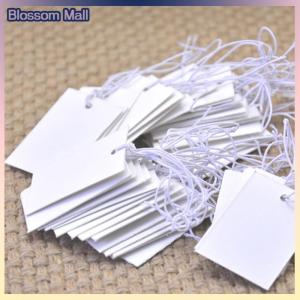 [Blossom] 100pcs giấy trắng đồ trang sức quần áo nhãn giá thẻ với chuỗi đàn hồi 5*3cm