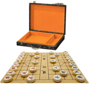 Cờ Tướng Gỗ Xịn Tự Nhiên 4.8cm Dày 17cm Bộ Cờ Tướng Làm Quà Tặng + Bàn Cờ Da Simili Cùng Vali Đựng Cờ Tướng Họa Tiết Hãng Amalife