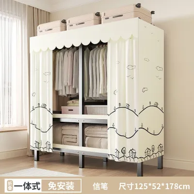 Closet Cupboard Cabinet Wardrobe For Clothes Wardrobe Cabinet Clothes Modern Cupboard Installation-Free Full Steel Frame Solid and Durable Rental Storage Cabinet Wardrobe Cabinet Clothes Modern Cupboard