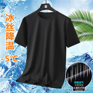 [ Summer New ][ Summer New ] Ice silk short sleeve t Mens Summer Loose Fit Plus Size Casual Versatile T-Shirt Korean Style Trendy Clothing T[ Ultra-Thin Sweat-Permeable ][ Ultra-Thin Sweat-Permeable ]