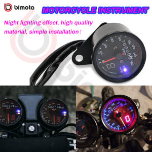 Bimota Universal Motorcycle Cafe Racer Speedometer Odometer Gauge Instrument With LED Indicator