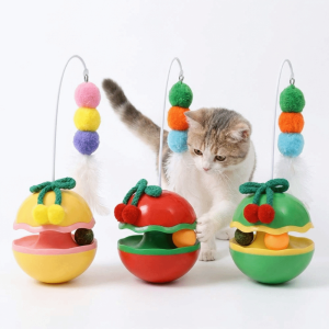 PAZNUL Tumbler Design Hairball Feather Teasing Cat Stick Feather Attachment Fur Ball Tumbler Cat Teasing Stick Fun Anti-Boredom Self Play Teaser Wand Cat Dog
