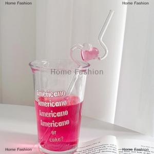 [COD] Home Fashion Love-shaped Heat-resistant Glass Straw High-value Girl Heart Glass Tube Juice Drink Household Transparent Straw Reusable
