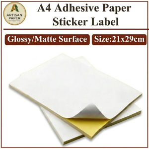 Premium A4 Adhesive Sticker Paper Label Sheets Glossy Matte Kraft Surfaces For Inkjet Laser Printer DIY Custom Labels Product Packaging Shipping Tags Self Adhesive Printing Material Waterproof Barcode Mailer Address Decal Sheet Scrapbooking