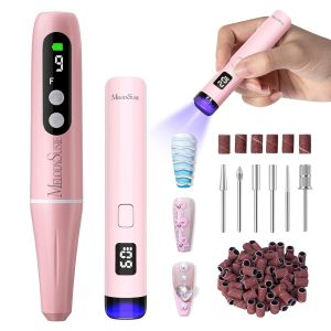MelodySusie PC90G Cordless Nail Drill & P-Art01R Handheld UV Lamp    Starter Kit for Mani Acrylic Nails & Gel Polish Portable for Home Salon & Travel Beginner Essential Set Pink