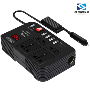 300W ปลั๊กจุดบุหรี่  อินเวอร์เตอร์ แปลงไฟ220V Smart Power Inverter DC 12V to AC 220V 50Hz w/4 USB 5v4.1a Ports 4 AC