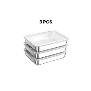 MD-C1184 Food Box Stainless Steel Multifungsi Tempat Wadah Makanan dengan Tutup Plastik Kotak Sayur