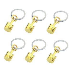 6PCS Car Mechanic Inspired Keychain Engine Piston Key Accessory Ornament Pendant Alloy Gift for Vehicle Lovers