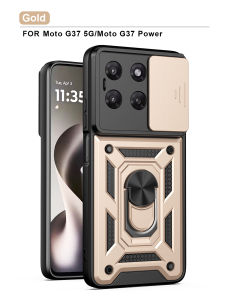 Armor Shockproof Slide Camera Protect Phone Case For Motorola Moto G37 Power G47 G57 G67 G77 5G Magnet Holder Ring Back Cover