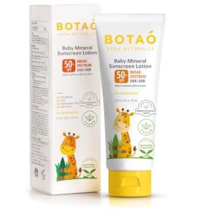 Kem chống nắng hữu cơ khoáng chất cho bé BOTAÓ GROW NATURALLY Baby Mineral Sunscreen Lotion 50 spf bảo vệ mặt và toàn thân cho bé 75ml của Mỹ