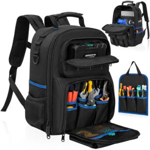 ‌Multifunctional Waterproof Tool Backpack with Padded Shoulder Straps Removable Organizer Pouch Electrician Plumber Work Bag2026