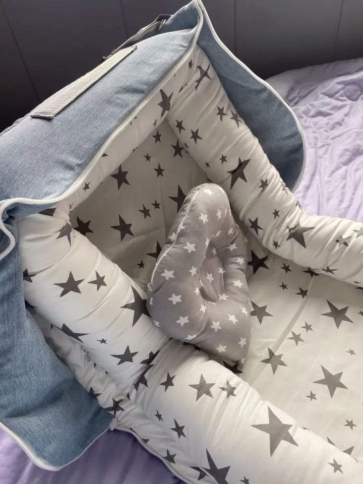 Baby Newborn Crib Set Infant With Pillow Guard Fence Portable Soft