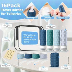 【16Pcs】Portable Beauty and Personal Care Travel Companion Tsa-Approved Travel-Sized Toiletries Container Set Multiple Accessories