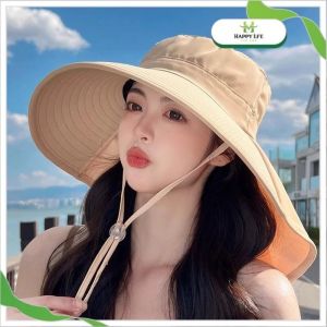 Mũ chống nắng nữ che gáy rộng vành thời trang – vải nhẹ thoáng chống tia UV UPF50+ chuẩn đi biển