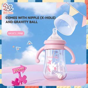 YAHABABY 300ML Large Capacity Baby Silicone Anti-Colic Lovely Rabbit Painted Design Bottle Wide Neck Breast Milk Bottle