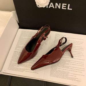 Free Shipping Elegant High Heels For Women Stiletto Heels 2026 Autumn New Collection Pointed-Toe Single-Strap Sandals Patent Leather Backless Pumps