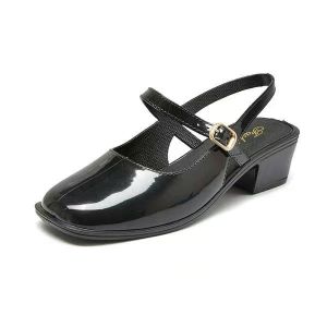 1+SIZE Womens Vintage Mary Style Square toe Rubber Sandals (Not glossy) 627