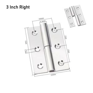 CLARO 1Pcs 1.5/2/2.5/3/4 Inch Detachable Hinge 304 Stainless Steel Window Accessories Door Hinges Durable Flag Shape Removable Hinge Window Door Cabinet Cupboard
