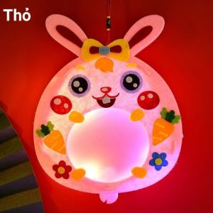 Lồng Đèn Trung Thu DIY Hình Thú Vải Nỉ Phát Sáng – Tự Lắp Ráp Có Gậy Đèn LED Đổi Màu Cho Bé Sáng Tạo - Snappy 4U