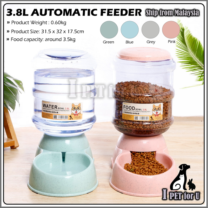 2-in-1 Automatic Pet Feeder & Water Dispenser, Gravity Food Bowl With Water Bottle Auto Refill Feeding Station For Cats Small Dogs 9x7x8 In