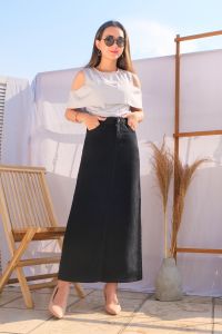 BANDIDAS - Highwaist Rok Panjang Jeans Jumbo Wanita Kancing 1