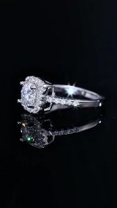 NeeTim D Color Moissanite Ring 925 Sterling Silver with White Gold Plated Lab Diamond Rings for Women Wedding Band Jewelry Gifts