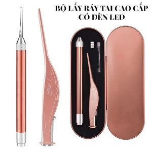 Bộ Dụng Cụ Vệ Sinh Tai Có Đèn LED – Kính Lúp 360° | Silicone Mềm Nhíp Lấy Ráy Tai Hộp Đựng