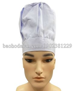 Mũ đầu bếp nhà hàng bếp trưởng màu trắng vải kaki