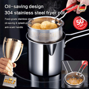 Japanese Style Mini Deep Fryer Stainless Steel Gas Pot with Filter OilSaving Frying Pan