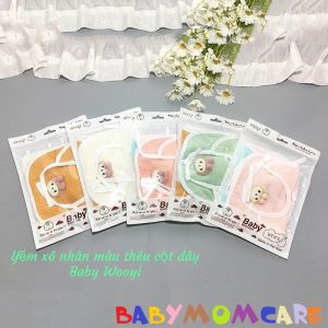 Yếm xô nhăn wooyi chất liệu cotton sợi tre mềm mại 4 lớp cột dây giữ sạch cho bé ăn dặm. Túi 3 cái.