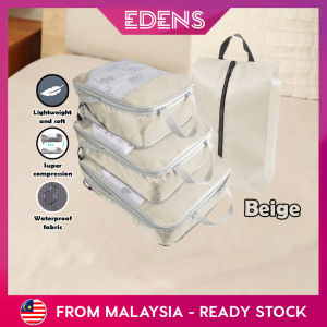 Edens 4pcs Compression Packing Cubes Set Travel Nylon Waterproof Storage Bag Portable Luggage Suitcase Organizer Extensible Packing - Fulfilled by Edens