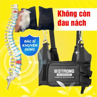 Đai Kéo Giãn Cột Sống Treo Xà - có đệm nách Đai Cải Tiến Móc Sắt Cho Người Thoát Vị Thoái Hóa Đau Lưng Bảo Hành 02 Năm BeStrong