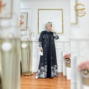 Tsurayaa Salwa - Elysia Dress - Fashion Muslim - Gamis Anti UV Motif - Pakaian Remaja Kekinian