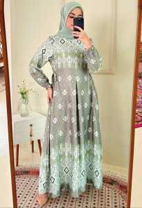 Gamis silk premium busui jumbo bahan silk print terbaru