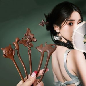 PENTU แมวแมวแมว ไม้ติดผม ไม้สำหรับไม้ ผีเสื้อรูปผีเสื้อ หมวก Hanfu น่ารักน่ารักๆ ตะเกียบผม กิ๊บติดผมสไตล์จีน สำหรับผู้หญิง