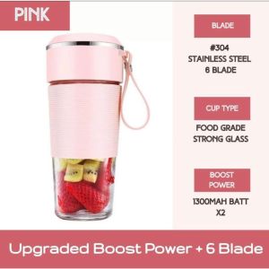JOM23 Upgraded 6-Blades Electric Juicer Cup Portable Blender Smoothie Mini Mixer Squeezer Juice Maker USB Rechargeable