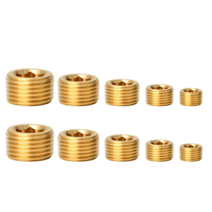 10/25pcs Sturdy Brass Pipe Plugs Fitting Assortment Set Male Internal Hexgonal Thread Accessory for Sealing Pipe Port