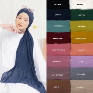 Kerudung Jilbab Hijab Pashmina Plisket Lidi Ceruty Duyung 180x75cm