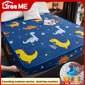 【Manila Stock & COD】 Mattress Protector Waterproof Cover Quilted Cotton Fitted Bed Sheet Elastic Mattress Topper Single/Twin/Queen/King Size 90x200/120×200/150×200/180×200cm Bed Mattress Cover Fits for 2-11 inch Mattress(Height) NOT Involving Pillowcase