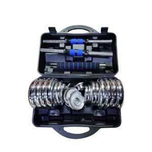 York Fitness Chrome Dumbbell Set 30 kg/66 Lbs W/long Bar