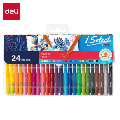 Deli I-Select Spidol Warna Serbaguna dan Cerah Felt Pen 12/18/24 Warna UC150