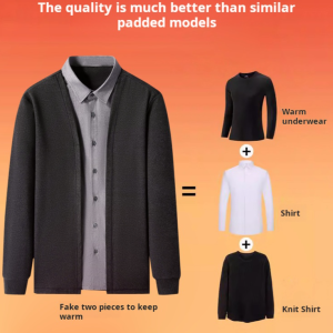 Mens fall and winter business fake twopiece shirt男士假两件加绒商务衫