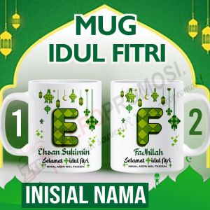 Mug Idul Fitri Inisial Nama - hadiah hari raya - kado lebaran