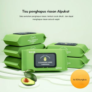 Tisu Penghapus Riasan Wajah Ekstrak Tanaman Alpukat Isi 60 Lembar / Makeup Remover Tissue/ Tissu Basah Makeup