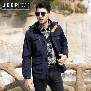 JEEP SPIRIT 1941 ESTD New Mens Assault Jacket Thin Mens Casual Mens Mountaineering Jacket Outdoor Hiking Set Multi Pocket Windproof Cargo Top Large Size M-6XL