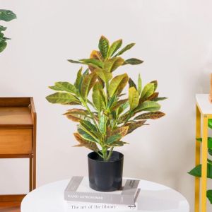 ORIGE HOUSE 35 Leaves Artificial Ficus Tree Lifelike Large Tropical Banyan Tree Green Plant Plastic Fake Ficus Tree Home Garden Decor
